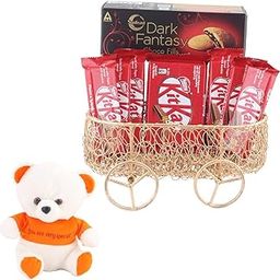 SFU E Com Exotic Chocolate Premium Gift Hamper | Valentine Love Teddy Bear With Chocolate Combo | Valentine Chocolate Hamper | 961-10