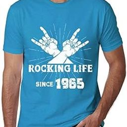 Men's Graphic Cotton t-Shirt Rocking Life Since 1965 58th Birthday Gift 1965 Short Sleeve Vintage Tee 58 Years Novelty Aqua S-image-8