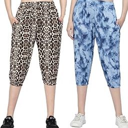Women's Printed Capri’s, Night Pyjamas, Night Dress, Lounge Wear, 3/4 Pyjama– Capri Combo Pack of 2-picture-25