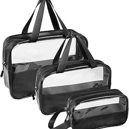 3-Piece Clear Makeup Pouch Set | Waterproof Cosmetic Bags with Zippers | Lightweight & Durable Travel Toiletry Organizer | Transparent Storage for Makeup, Jewelry & Accessories (Black)-picture-17