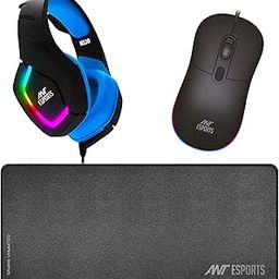 Ant Esports 3in1 Gamers Combo with H530 Multi-Platform RGB 40mm Driver Wired Headphone+GM40 RGB Wired Ergonomic Lightweight Gaming Mouse wit DPI Upto 2400 +MP290 Large Waterproof NonSlip Base Mousepad-60