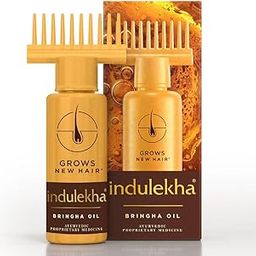Indulekha Bringha Ayurvedic Hair Oil 22 ml|| (Pack Of 2) Hair Fall Control and Hair Growth with Bringharaj & Coconut Oil - Comb Applicator Bottle for Men & Women-image-28