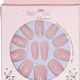 Beromt False nails Set of 12 pcs Matte finish nails False Nails Acrylic Full Fake Nails with 1 nail glue sticker sheet and Nail Art Kit Bellerina - BFN426PSN-image-17
