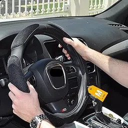 NIKAVI Sports Steering Wheel Cover (Medium -O)(38cm) Black-picture-2