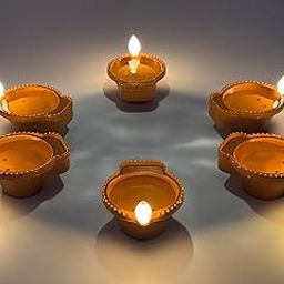 LED Water Sensor Diya for Home (Pack of 6) - E-Diya With Warm Yellow Lights, Battery Operated for Home Decor and Festivals Decoration-image-10