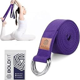 Boldfit Yoga Belt for Women and Men - Yoga Strap for Stretching with Extra Safe Adjustable D-Ring Buckle - Durable and Comfy Texture - Perfect for Your Yoga Session - 6 Feet, Purple-45