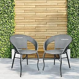 CORAZZIN Garden Patio Seating Chairs for Balcony Outdoor Furniture Set of 2 Chairs (Grey)-image-69