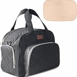 Motherly Diaper Quilted Diaper Bag for Mothers for Travel with Changing Mat - Spacious Diaper Bags for Mom | Baby Bag with Multi-Pocket Design | Maternity Bags for Mother and Baby (Black)-image-79