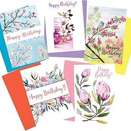 anujarusiya | Blissful Blooms 5 Birthday Greeting Cards with Matching Envelopes | 4'' x 5.8''| Printed on Premium Paper with Birthday Wishes Inside-image-58