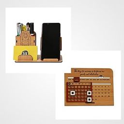 Gift Kya De Laughing Buddha for Good Luck Desk Organizer with Lifetime Calendar, Pen Holder office table decorative items and farewell gift Corporate Gifts (Combo Eco Friendly)-image-74