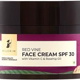 PILGRIM French Red Vine Face Cream with SPF 30 Sunscreen, Rosehip Oil & Vit C For Anti Ageing, Sun Protection PA+++, Daily Use, Dry, Oily, Combination Skin, Men & Women, 50g-4