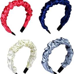 Satin Silk Scrunchies Hair Band For Girls Comfortable & Soft Hand Made Headband Beautiful Cute Fashion Accessories For Parties Function & Birthday Gifts, Pack Of 4pcs-image-62