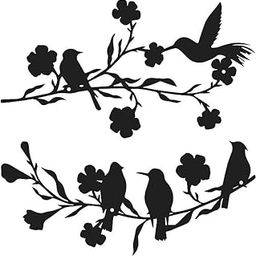 2 Pieces Metal Birds Wall Art on Branch | 40 x 22 cm Each | Black Matte Powder Coated Iron Wall Hanging | Indoor & Outdoor Decorative Sculpture with Nut Bolt Fittings | 1.5mm Thickness-image-56