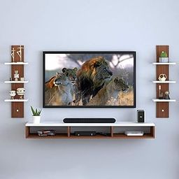 Snq Tv Unit, Tv Stand Unit For Living Room/Wall Mounted Tv Unit, Tv Cabinet, Set Top Box Stand (Walnut & White) - Mdf Wood, 31.89 X 7.87 X 3.94 Inch-image-87