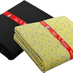 Kundan Sulz Gwalior Men's Cotton Printed Shirt & Trouser Fabric Combo Set (Black & Light Yellow; 1.20 & 1.60 Meters)-image-47