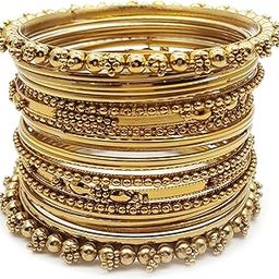 Antique Look Jewellery Gold Plated Traditional Bracelet Bangles Set for Women-40