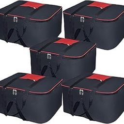 whitekrafts Nylon Big Underbed Moisture Proof Storage Bag with Zippered Closure and Handle (Black, 54x46x28cm) Rectangular (5 pcs)-image-71