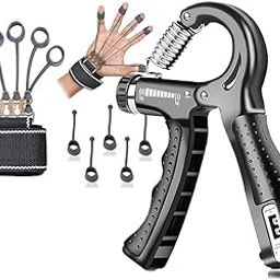 Hand Grip Strengthener Set with Adjustable Resistance 5-60 kg and Finger Exerciser, Black-image-71