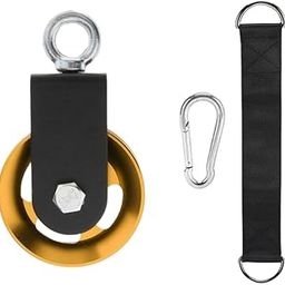 MERISHOPP Cable Pulley with Hanging Straps and Carabiner Silent Pulley for Ladder Lift Gold 157x95mm-picture-24