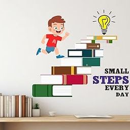 Educational Wall Decal, Small Steps Every Day Motivational Quote with Book Design, Classroom Learning Decoration (Large)-image-54