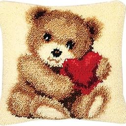 CALANDIS Latch Hook Kits for DIY Pillow Cover Sofa Cushion Cover 43x43cm Bear | Latch Hooking Kits | Latch Hooking | Rug Making-picture-3