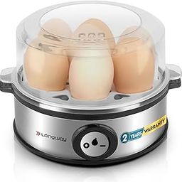 Longway Champ 360 Watt Stainless Steel Egg Boiler/Cooker for Steaming, Cooking & Boiling 3 Boiling Modes Soft, Medium, Hard (7 Eggs, Silver)-11