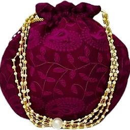 Lucknowi Chikankari Drawstring Potli Bag - style hanging Wristlet Bag, Indian Ethnic Potli Bags for women for Wedding, Traditional Potli Bags-image-57