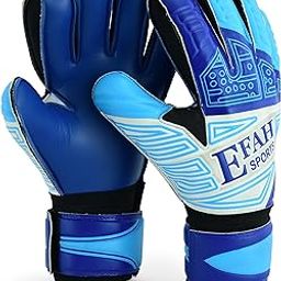 EFAH SPORTS Soccer Goalkeeper Gloves for Kids Boys Children Youth Football Goalie Gloves with Fingersave and Double Wrist Protection Strong Grip Palms (Size 6 Suitable for 13 to 15 Years Old, Blue)-image-54