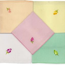 Women's Multicolor Pure Cotton Floral Embroidered Handkerchief | Size 25 x 25 cm-55