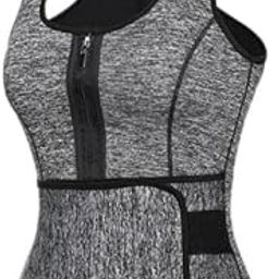UJEAVETTE 2xMen Sauna Vest Waist Trainer Neoprene Sweat Tank Top Zipper Tummy Gray M-image-84