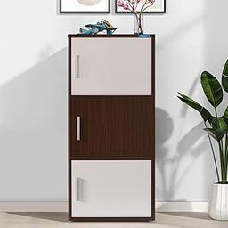 Nilkamal Sear 3 Tier Engineered Wood Free Standing Book Shelf Cabinet with Close Shelf | 1 Year Warranty | Legno Oak/Frosty White-picture-26