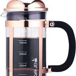 Cafe JEI French Press Coffee And Tea Maker 600ml With 4 Level Filtration System, Stainless Steel, Heat Resistant Borosilicate Glass, (Dome Rose Gold, 600ml)-image-34