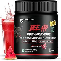 DENZOUR NUTRITION Bee-Hp Pre-Workout,Most Explosive Muscle Pump With Fat Loss Formula,250mg Caffeine,750mg Creatine Monohydrate and 4500mg Beta-Alanine (100 g,Watermelon),powder,1 count,10 Servings-21
