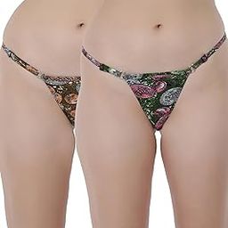 Pack of 2 Womens Cotton Cute Print Thong Panties-image-61