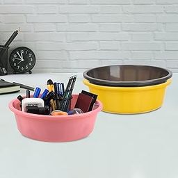 Homestic Pack of 3 Desk Organizer | Stationery Organizer | Multipurpose Organizer | Office Supplies for Pen-Pencil-Staplers | Desktop Organizer | 6 LTR | Yellow & Gray & Light Pink-image-95