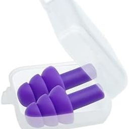 Earplugs for Sleeping Noise Cancelling, Reusable Ear Plugs– Super Soft, Silicone Ear Plug, Swimming, Snoring, Concerts, Work, Noisy Places (1 Pair) (Purple)-93