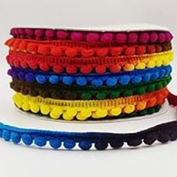 UKIYO | Pom Pom lace (25 Meter) Mini Bobble Ball Fringe Braid Lace Trimming for Craft Material, Cotton Dupatta, Suits, Lehenga, Saree, Blouses (Multicolor)-image-52