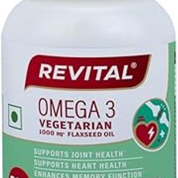 Revital Omega 3 Vegetarian 1000mg Flaxseed Oil |Supports joint health, heart health and enhances memory function | Fusion on Omega 3,6 and 9 |Plant-Powered| 60 capsules-12