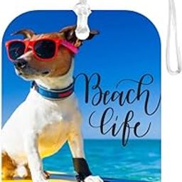 TPJ Handmade Resin Customized Luggage ID Tag with Pet Name Dog Cat Photo, Cute Personalized Travel Bag Identifier Label, Travel Accessories Ideal for Gifting - Ocean Vibes Sunny Beachy Paws-image-79