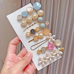 ANNACREATIONS Korean Style Pearl Metal Hair clips, Plastic Pearl Barrettes Hairpin for Women & Girls(Multicolor) (Pack of 8 Pcs)-image-9
