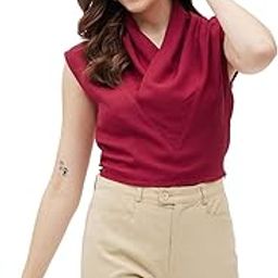 Women's Solid Lilac Organza Tie-Knot Shirt (LVT1176-A)-image-8