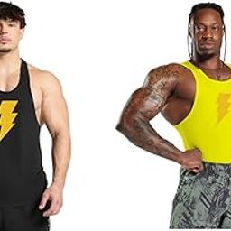 Gym Vest Workout Tank Top Set, 2 Pack, Men's Fitness Muscle Shirts Multicolour S M L XL XXL XXXL blackYELLOWYELLOW28julyt001-image-57