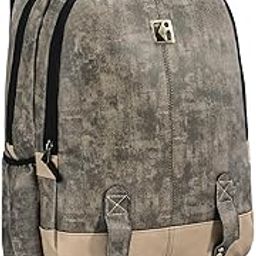 Kuber Industries Premium 25L Faux Leather College Bag for Men Stylish | Travel, Office Use, Cabin Backpack for Women, Boys & Girls | 2 Main Compartments, Bottle Pocket, Laptop Space | Sandstone Brown-image-34