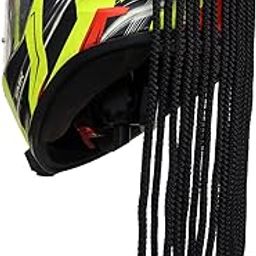 Grandbiker Polyester Universal Design Predator Dreadlocks/Add-On Hair Attachment for Rider Helmet, Black and Neon 9 Mm Predator with 18 Hair Length (Helmet Not Included), Cycling-16