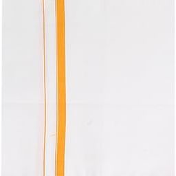 FANTACY MEN'S WHITE DHOTI WITH ORANGE BARDER (1.26 X 2.00 METER)-55