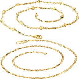(FF321_FF461 Gold Plated Golden Brass Combo Chain For Women - 24 Inches Long-image-95