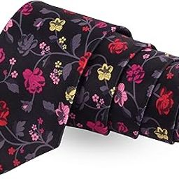 The Floral Vine Black Colored Microfiber Necktie For Men-image-27
