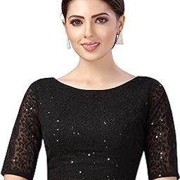 Women's Georgette Elbow Length Sleeves Chikankari Saree Blouse-image-32
