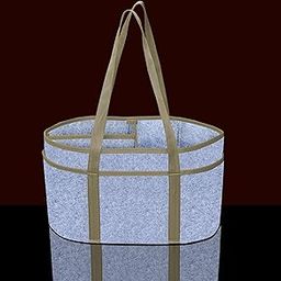 GREEN DECOR Non Woven Fabric Cute Oval Shape Diaper Caddy Bag with Handles for Smart Mothers Baby Diaper Caddy Wipes Felt Storage Organizers,Foldable and Portable (Grey&Beige- 15X10X9 Inch)-image-87