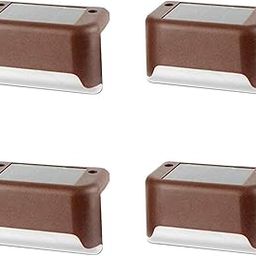 Oldcrew Outdoor Stair Solar Lights (Pack of 4, Brown Warm) – Waterproof LED Step Lights for Garden, Patio, Deck, Fence, Stairs, Wall, Yard, Outdoor Decoration-10